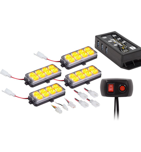 Heise Municipality HE-MUSTR-GRA Amber Grille Strobe Kit - 8 LED, 4-Pack