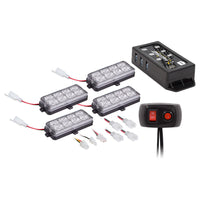 Heise Municipality HE-MUSTR-GRW White Grille Strobe Kit - 8 LED, 4-Pack
