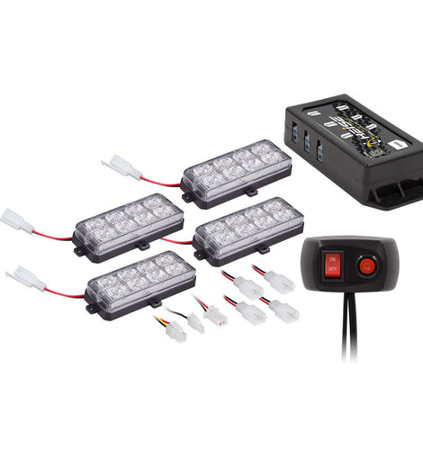 Heise Municipality HE-MUSTR-GRW White Grille Strobe Kit - 8 LED, 4-Pack