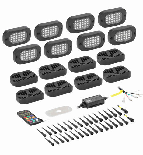 Heise HE-RGB-K8 RGB Wide Angle Rock Light Kit - 8 Pack