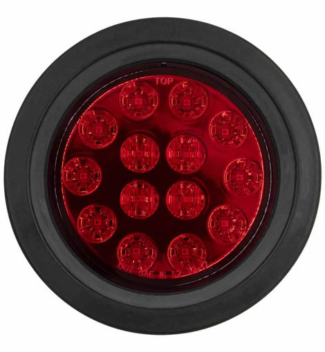 Heise Trailer HE-TR4001 Round Red Lights with Grommet - 4 Inch, 14 LED