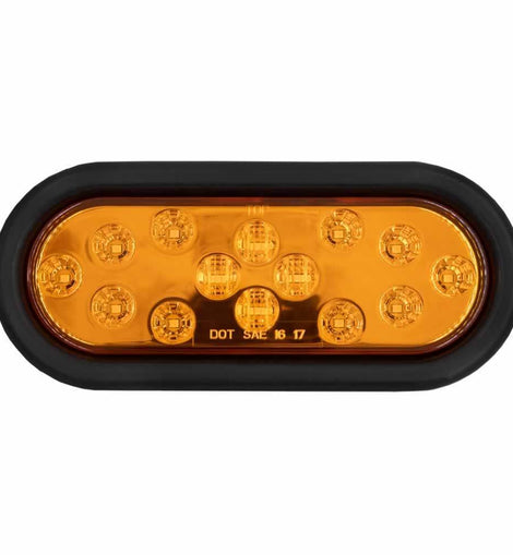 Heise Trailer HE-TR6002 Oval Amber Light with Grommet - 6 Inch, 14 LED