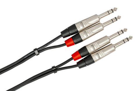 Hosa Pro HSS-001.5X2 Stereo Interconnect Cable - Dual REAN 1/4-inch TRS Male to Dual REAN 1/4-inch TRS Male - 1.5 foot