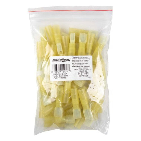 Install Bay HSYMFI Heat Shrink Yellow Male Quick Disconnects 12-10 Gauge .250