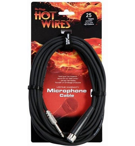 On-Stage MC12-25HZ Hi-Z Mic Cable (25', XLR-QTR)