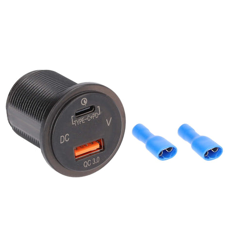 Install Bay IBR117 Type C + USB 3.0 4X Charge + Voltmeter Flush Mount - Retail Pack