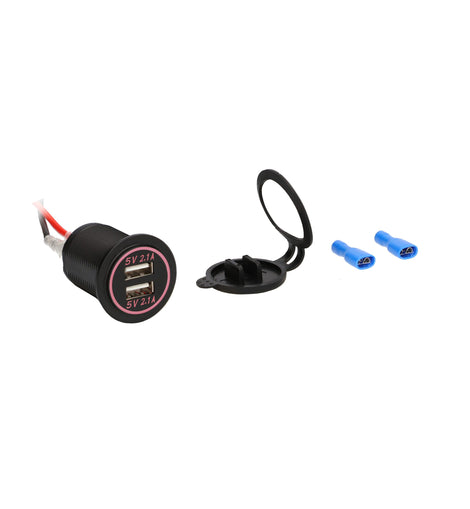 Install Bay IBR85 Dual USB Charger 4.2 Amp Flush Mount - Red - Retail Pack