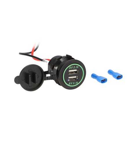 Install Bay IBR88 Dual USB Charger 4.2 Amp Flush Mount - Green - Retail Pack
