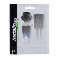 Install Bay IBRBSB19 19MM Black Round Switch W/Latch & Harness - Blue