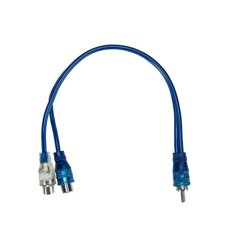 Install Bay IBRCAY2 Compact End Blue RCA Cables 1 Male 2 Females 6 in - Each