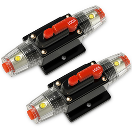 2 Absolute ICB100 4/8 AWG 100 Amp in-line Circuit Breaker with Manual Reset with Manual Reset Car Auto Marine Boat Stereo
