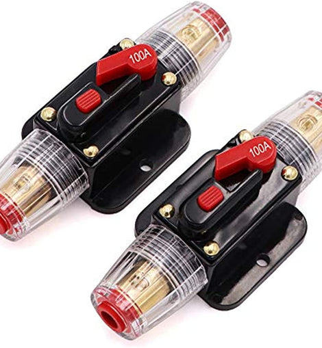 2 Absolute ICB100 4/8 AWG 100 Amp in-line Circuit Breaker with Manual Reset with Manual Reset Car Auto Marine Boat Stereo