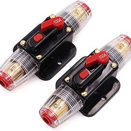 2 Absolute ICB100 100 Amp Circuit Breaker 4/8 AWG Inline Manual Reset Fuse Holder
