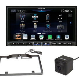 Alpine iLX-507 7" Digital multimedia receiver+Alpine HCE-C1100 Backup camera surface-mount+ Alpine KTX-C10LP License plate mounting kit for select Alpine rear-view cameras