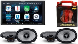 Alpine ILX-W670 Digital Indash Receiver & Two Pairs Alpine R2-S69 Type R 6x9 Coaxial Speaker & KIT8 Installation AMP Kit