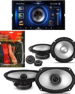 Alpine ILX-W670 Digital Indash Receiver, S-S65C Type S 6.5" Component & S2-S69 6x9" 2-Way Coaxial Speakers & KIT10 Installation AMP Kit