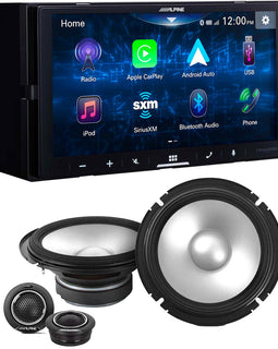 Alpine iLX-W670 7" Multimedia Receiver with Apple CarPlay/Android Auto, and S2-S65C S2-Series 6.5-inch Component 2-Way Speakers Bundle