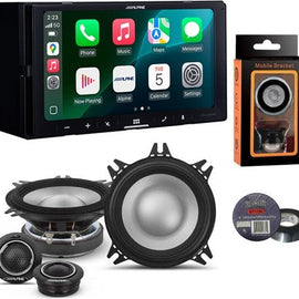 Alpine ILX-W770 7" Wireless Apple CarPlay Android Auto & S2-S40C 4" Component Speakers, Mobile Holder, Tape