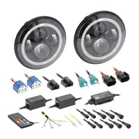 Jeep JP-702RGB 7” LED Headlights with RGB Halo - Fits Select Jeep Wrangler 1997-UP* and Jeep Gladiator 2020-Up* Models