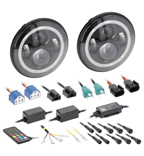 Jeep JP-702RGB 7” LED Headlights with RGB Halo - Fits Select Jeep Wrangler 1997-UP* and Jeep Gladiator 2020-Up* Models
