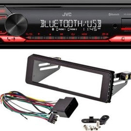 JVC KD-XD28BT Single DIN Digital Media Receiver Bluetooth and Harley Davidson Single DIN Dash Kit 1998-2013