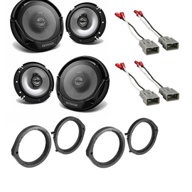 2 Kenwood KFC-1666S 6.5 inch Front & Rear Door Car Speakers with Speaker Adapter Kit & Speaker Harness for 2006-2011 Honda