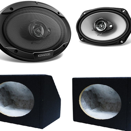 2 Kenwood KFC-6966S 6"x 9" 3-Way Coaxial Speaker + 2 Speaker Boxes