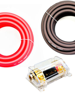 Absolute KIT0-25RB 0 Gauge 50' Red/Black Power/Ground Wire  Amplifier Amp Kit