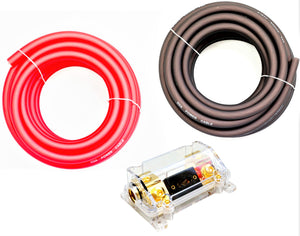 Absolute KIT025-RB 0 Gauge 50' Red/Black Power/Ground Wire  Amplifier Amp Kit