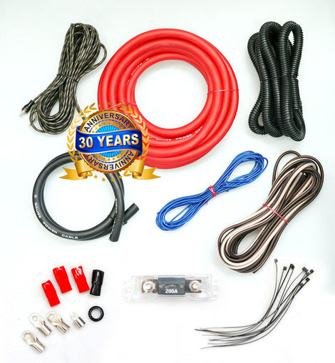 Complete 0 Gauge Amp Kit Amplifier Install Wiring 0 Ga Wire Cable 3000W RED
