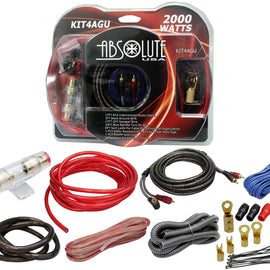 Absolute KIT4AGU PRO Marine Car RV Complete Amplifier Installation Amp Kit