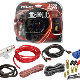 Absolute KIT4AGU PRO Marine Auto Car RV Amplifier Complete Installation Amp Kit