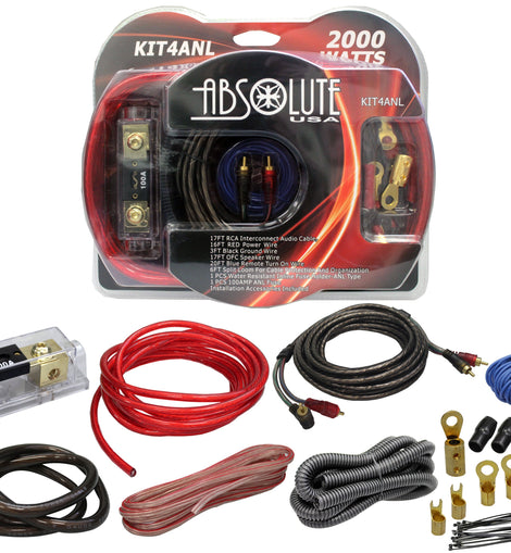 Absolute KIT4ANL Complete ANL PRO Marine Auto Car RV 4 Gauge Amplifier Amp Kit