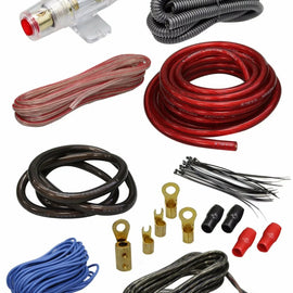 2000W SX 4 Gauge Amp Kit Amplifier Install Wiring Complete 4 Ga Car Wires Red