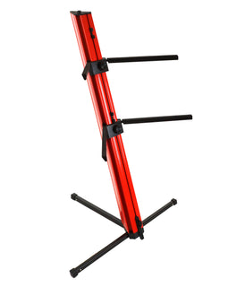 MR DJ KS1000R PRO Red 2-Tier Red Column Keyboard Stand W 5/8" Mic Mount