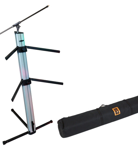 MR DJ KSPRO1500S PRO 2-Tier Silver Column Keyboard Stand W Mic Boom Arm + Case