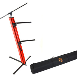 MR DJ KSPRO1500R PRO 2-Tier Red Column Keyboard Stand W Mic Boom Arm + Case