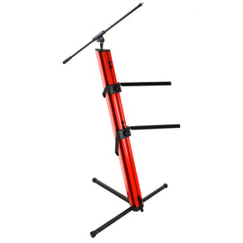 MR DJ KSPRO1500R PRO 2-Tier Red Column Keyboard Stand W Mic Boom Arm + Case