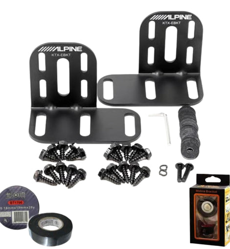 Alpine KTX-EBKT Universal Mounting Bracket for Alpine Subwoofer Enclosures Bundle