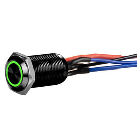Install Bay LB12G-2 Black 12MM Round Illuminated Latching Switch Green Qty 2