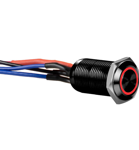 Install Bay LB12R-2 Black 12MM Round Illuminated Latching Switch Red Qty 2
