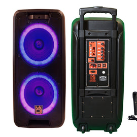 MR DJ LETS DANCE+ Dual 10" 3500W Battery Powered Bluetooth Speaker Microphone Party Speaker
