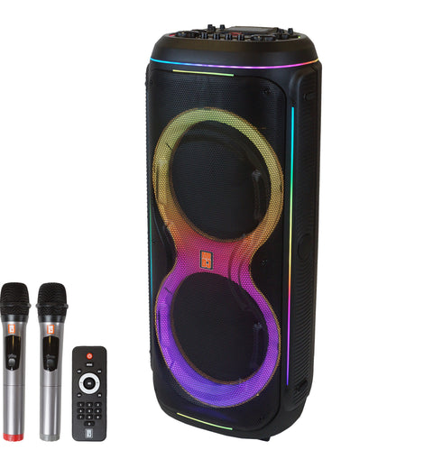 MR DJ LOS ANGELES Dual 15” Powered Rechargeable Bluetooth DJ Speaker 6000W Active PA System