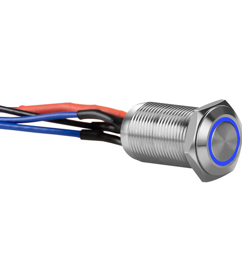 Install Bay LS12B-2 Silver 12MM Round Illuminated Latching Switch Blue Qty 2