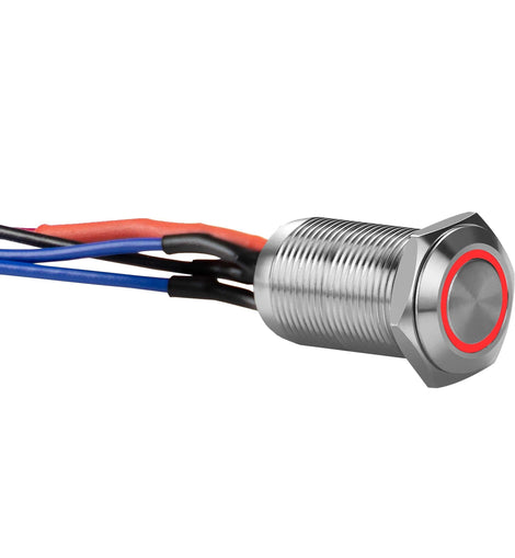 Install Bay LS12R-2 Silver 12MM Round Illuminated Latching Switch Red Qty 2