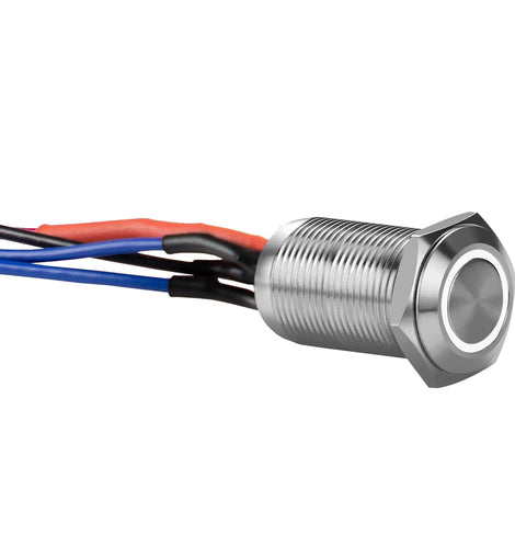 Install Bay LS12W-2 Silver 12MM Round Illuminated Latching Switch White Qty 2