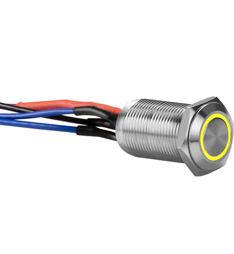 Install Bay LS12Y-2 Silver 12MM Round Illuminated Latching Switch Yellow Qty 2