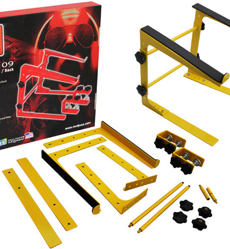 MR DJ LTS109YL Laptop Computer Stand Yellow Mobile Disc Jockey PC Table Rack Mount Clamp Bracket