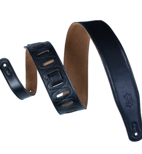 Levy's Leathers M26GF-XL-BLK Extra-Long and Padded Garment Leather Guitar Strap - Black