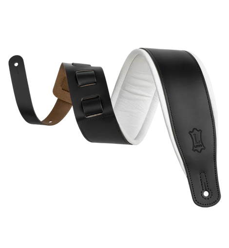 Levy's Leathers M26PD-BLK_WHT Top Grain Leather Guitar Straps - Black and White Tuxedo